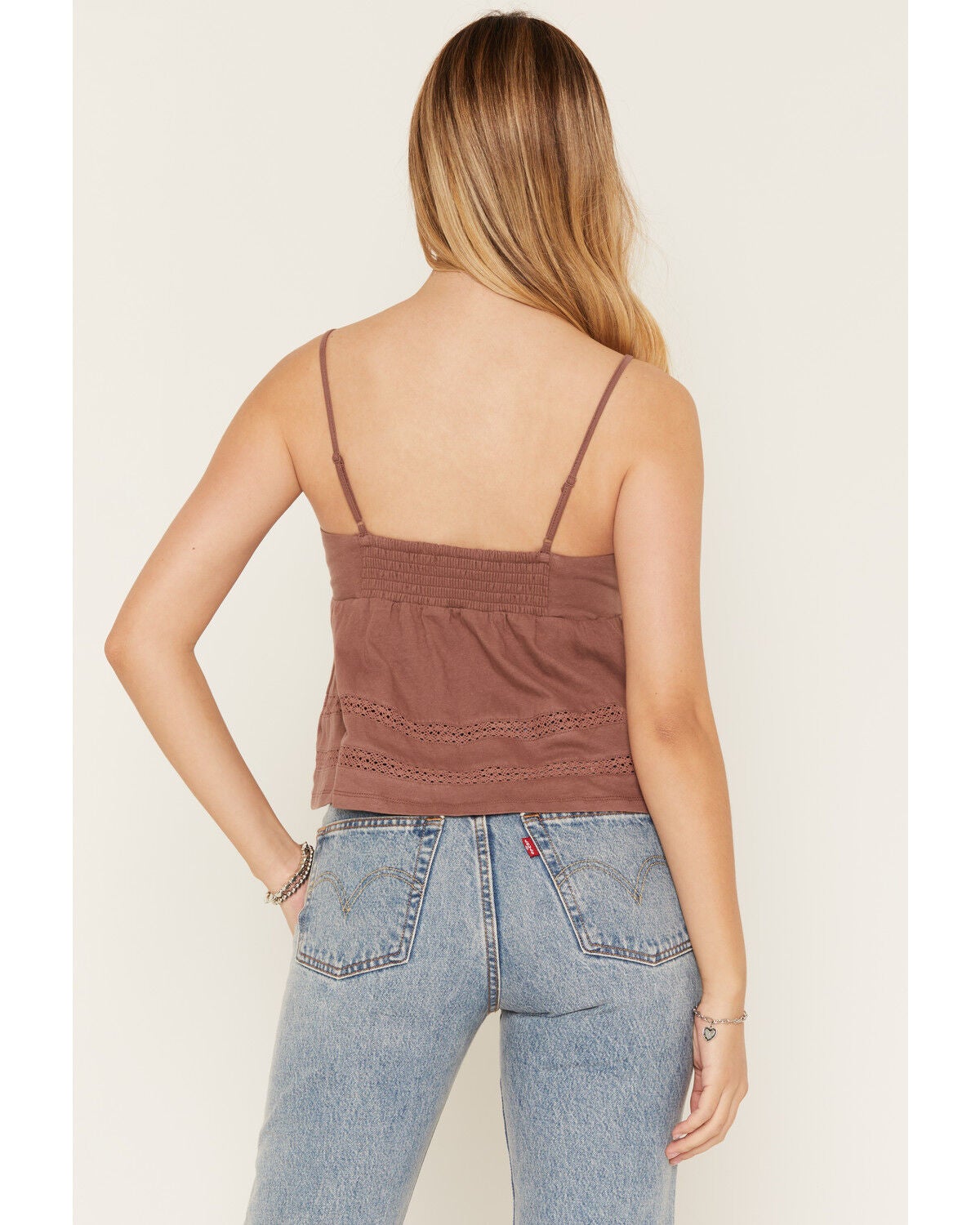 Image #6 - Cleo + Wolf Women's Solid Sleeveless Peplum Tank Top, Brown, hi-res