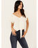 Image #1 - Idyllwind Women's Tern Flutter Sleeve Tie Front Top, Ivory, hi-res