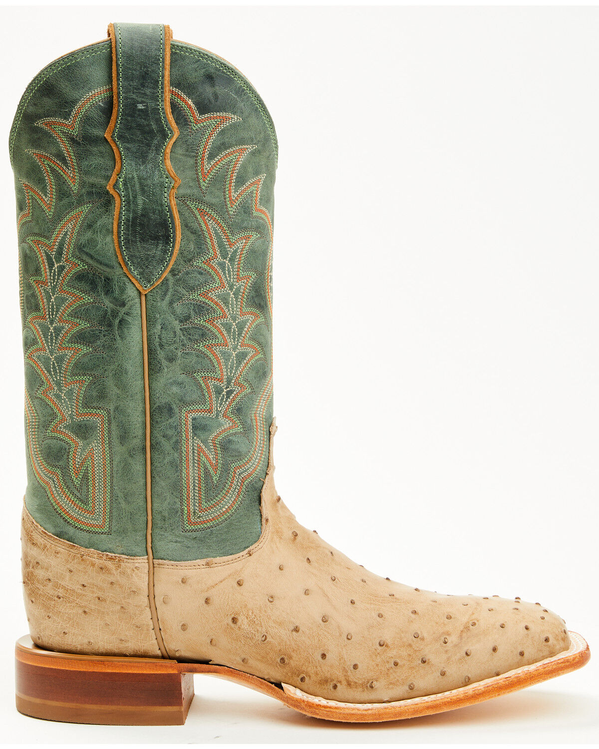 Image #2 - Justin Men's Chisolm Exotic Ostrich Western Boots - Broad Square Toe, Tan, hi-res