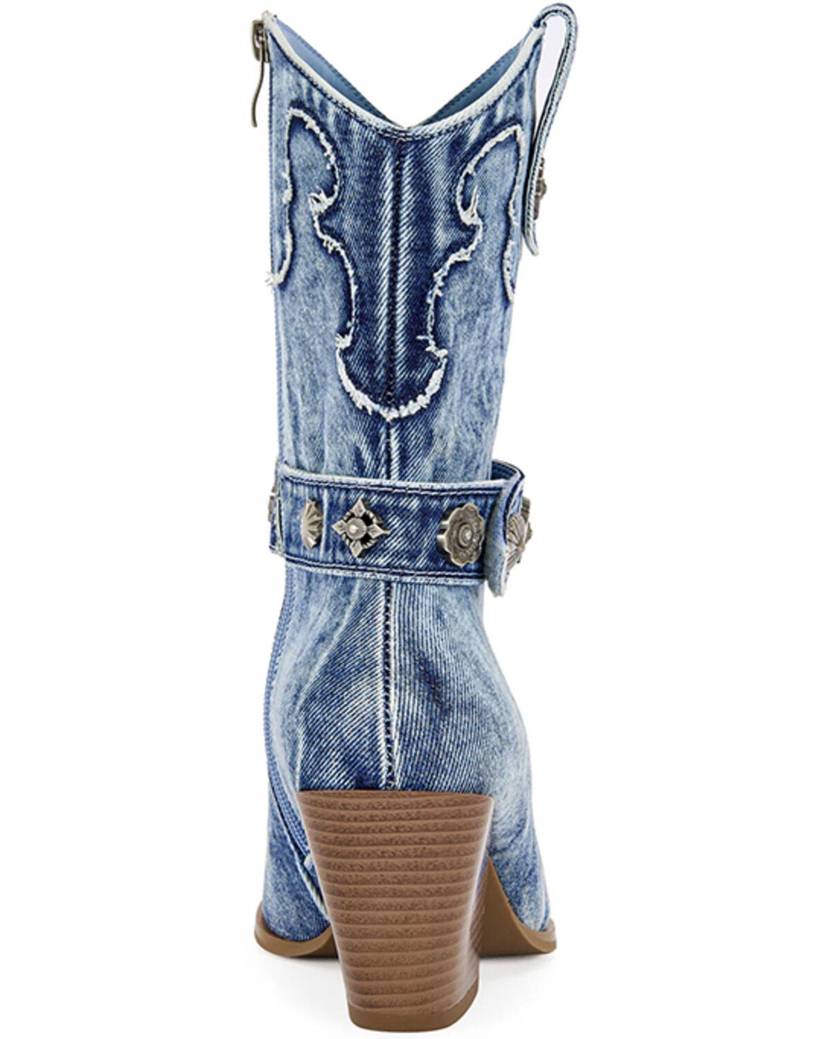 Image #3 - Azalea Wang Women's Neith Denim Western Booties - Round Toe, Blue, hi-res