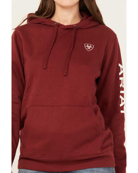 Image #3 - Ariat Women's R.E.A.L Embroidered Logo Hoodie, Burgundy, hi-res