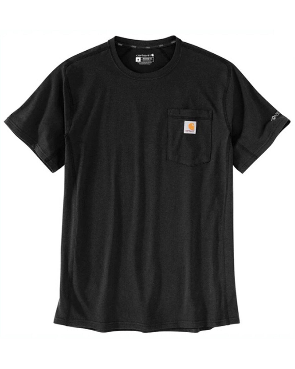 Carhartt Men's Force&reg; Relaxed Midweight Logo Pocket Short Sleeve Work T-Shirt, Black, hi-res