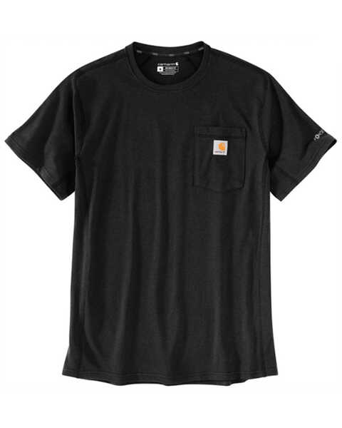 Carhartt Men's Force Relaxed Midweight Logo Pocket Short Sleeve Work T-Shirt , Black, hi-res