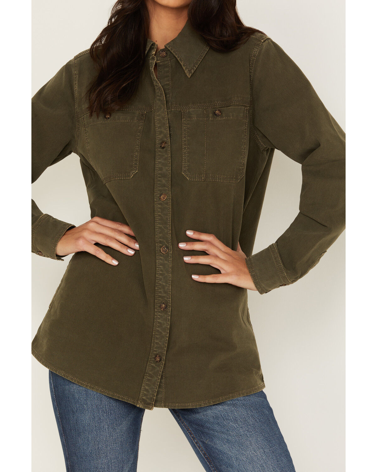 Image #3 - Cleo + Wolf Women's Oversized Shacket, Olive, hi-res