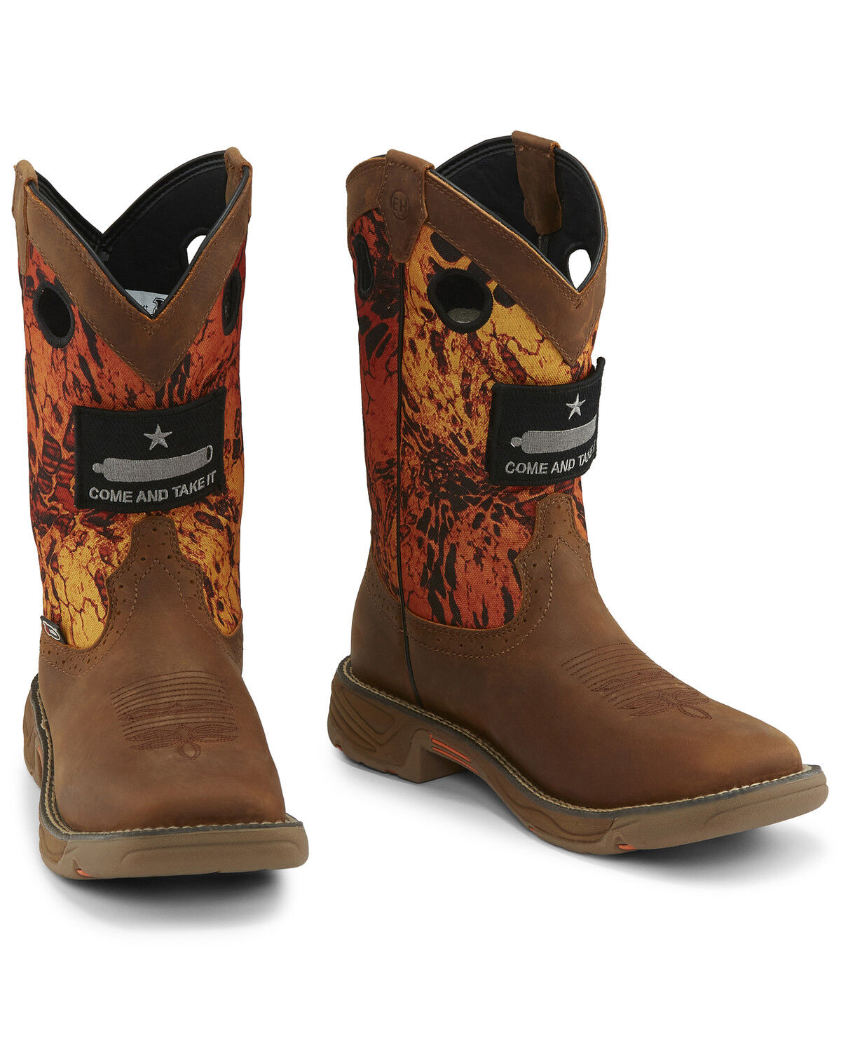 Image #5 - Justin Men's Stampede Rush Western Work Boots - Square Toe, Orange, hi-res