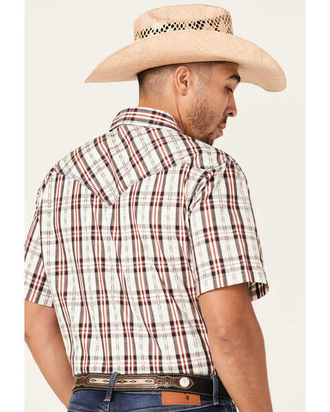 Image #4 - Moonshine Spirit Men's TNT Large Plaid Short Sleeve Snap Western Shirt , White, hi-res