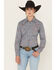 Image #1 - Panhandle Women's Printed Long Sleeve Pearl Snap Stretch Western Shirt, Navy, hi-res