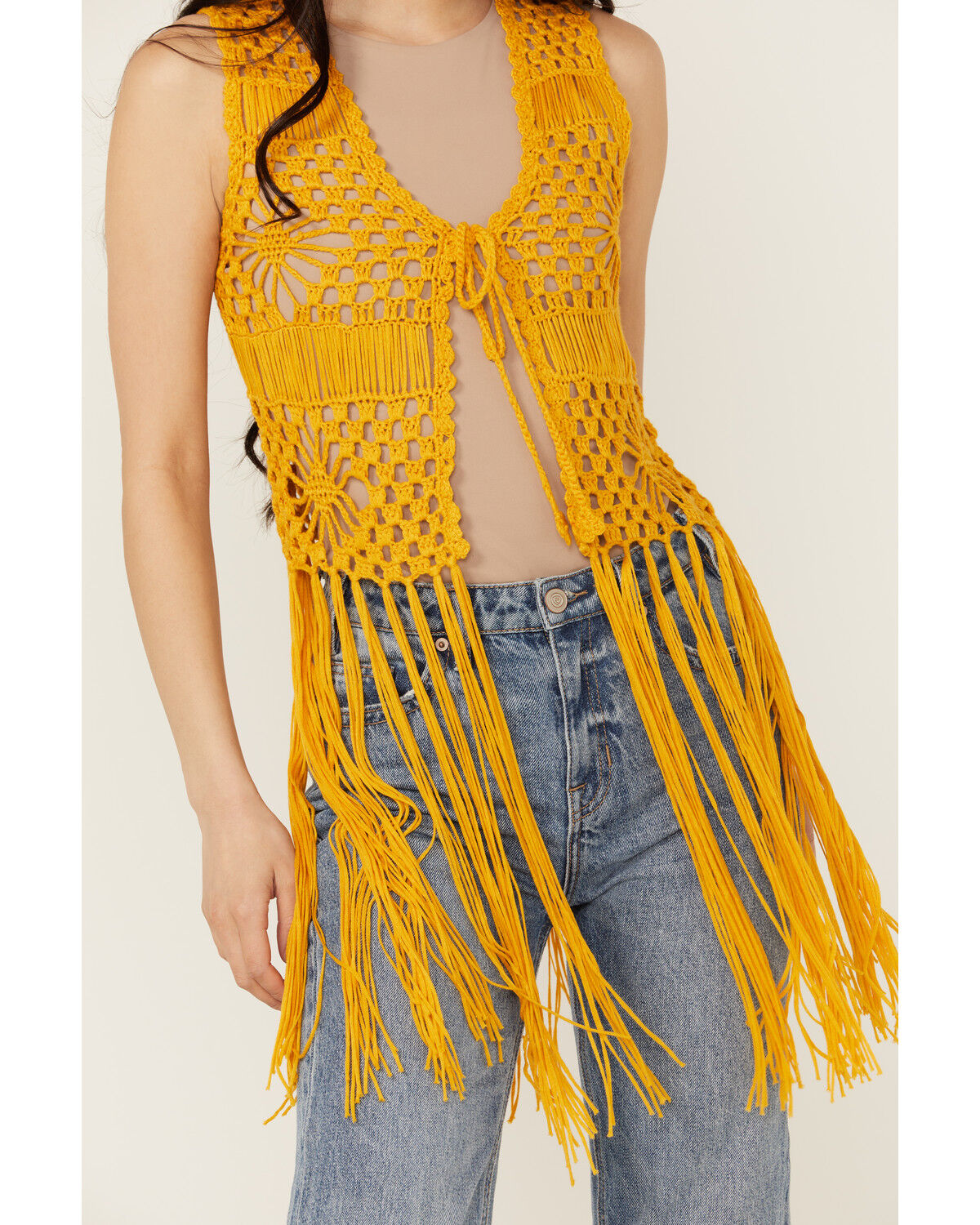 Image #3 - Rock & Roll Denim Women's Crochet Vest, Orange, hi-res