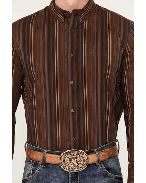 Image #3 - Cody James Men's Preston Striped Print Long Sleeve Button-Down Western Shirt, Brown, hi-res