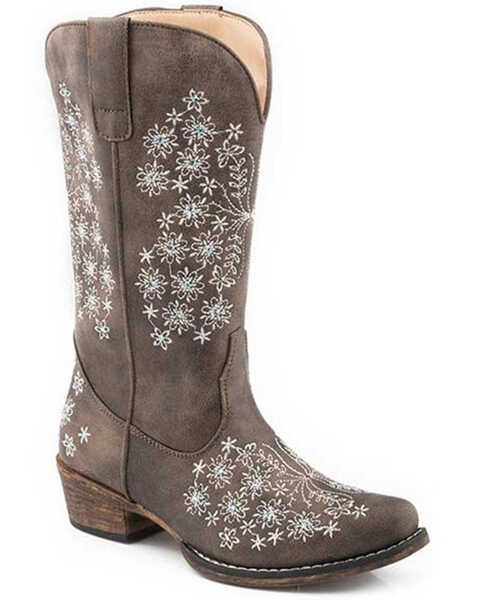 Roper Women's Riley Bouquet Western Performance Boots - Snip Toe, Brown, hi-res