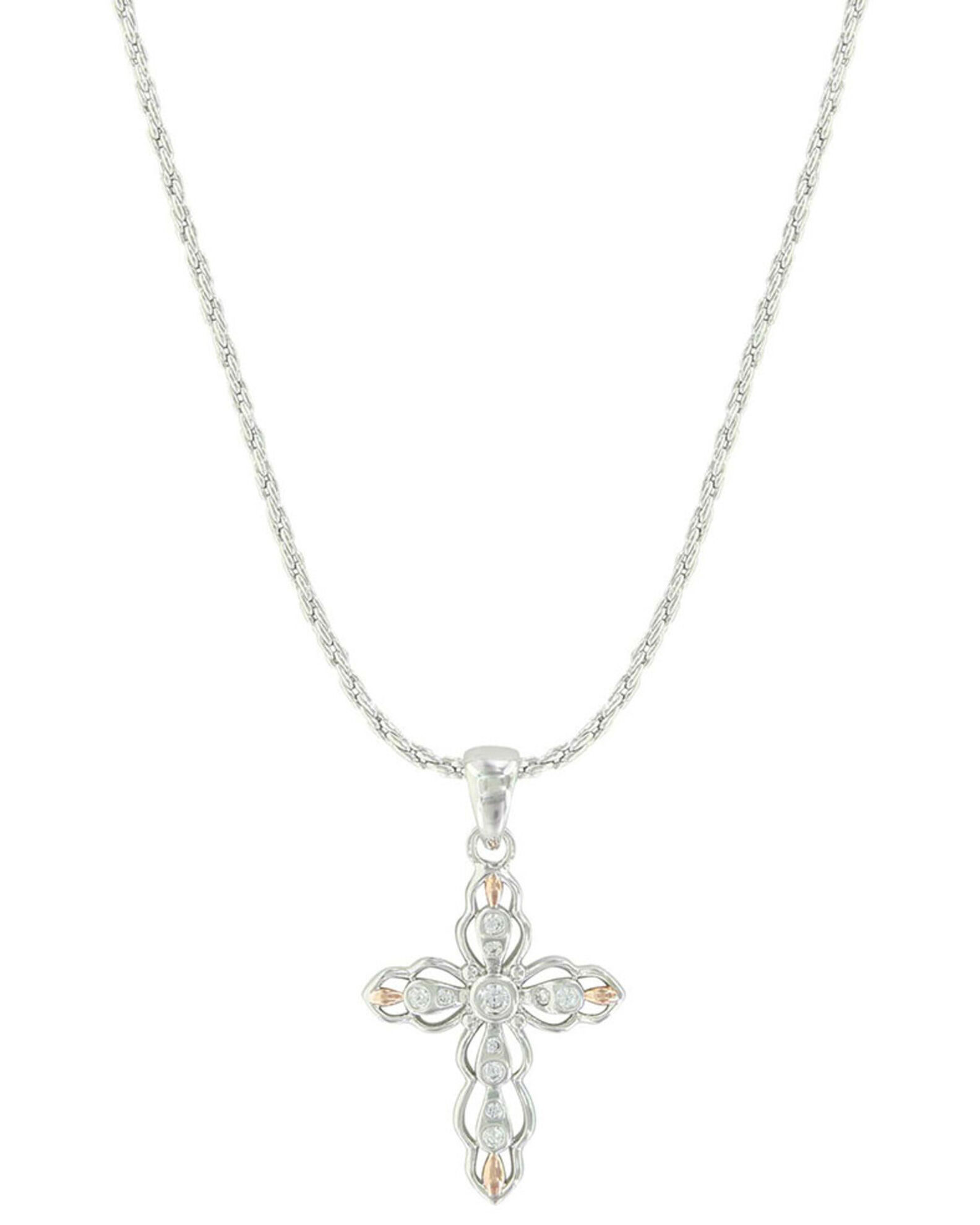 Image #1 - Montana Silversmiths Women's Against The Light Cross Necklace, Silver, hi-res