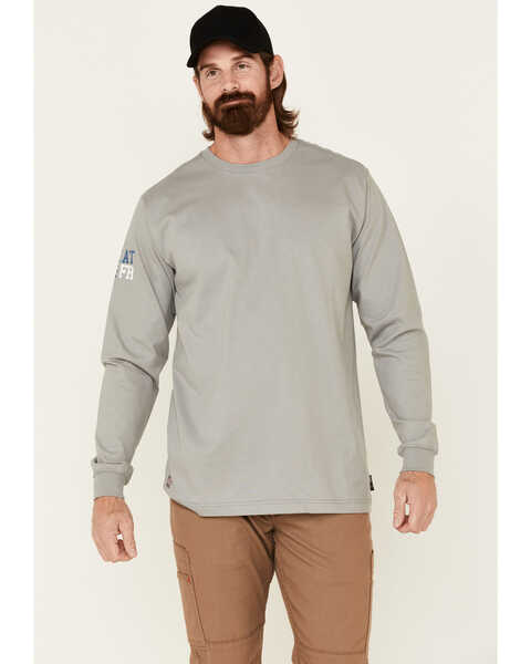 Ariat Men's FR Americana Graphic Crew Long Sleeve Work Shirt , Silver, hi-res