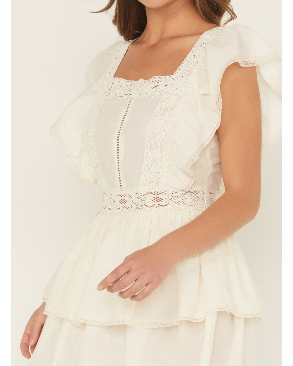 Image #3 - Rock & Roll Denim Women's Solid Flutter Sleeve Mini Dress, Natural, hi-res