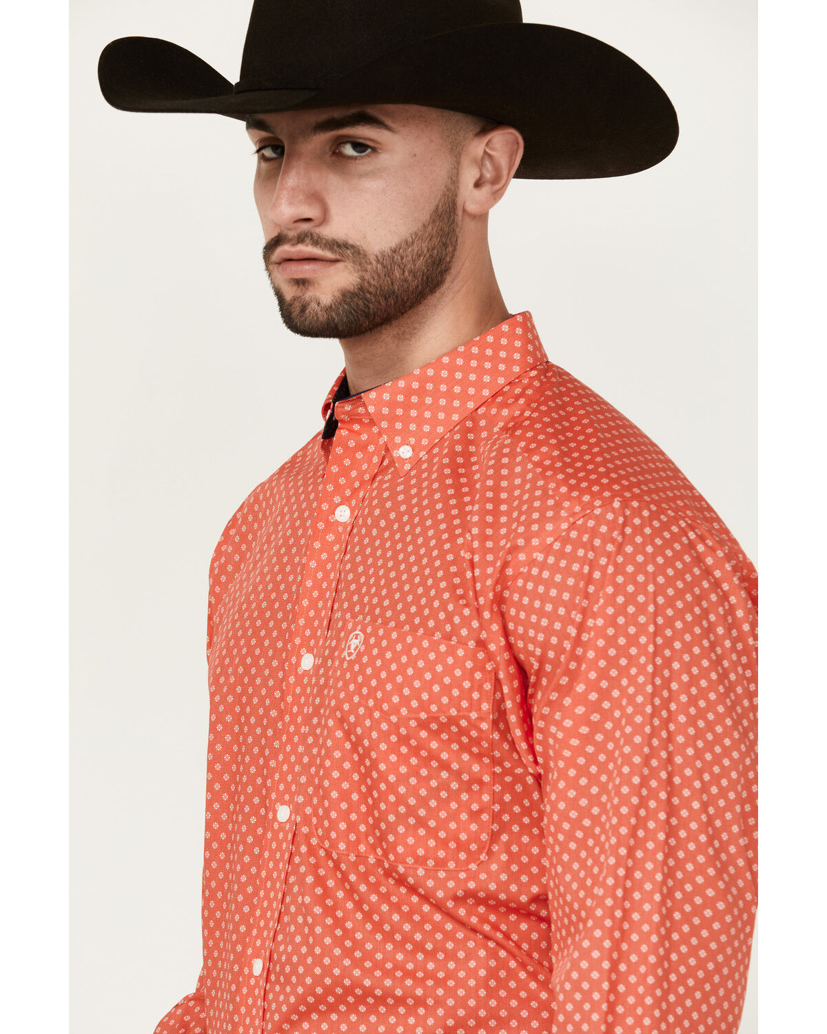 Image #2 - Ariat Men's Wilkie Geo Print Long Sleeve Button-Down Western Shirt - Tall, Red, hi-res