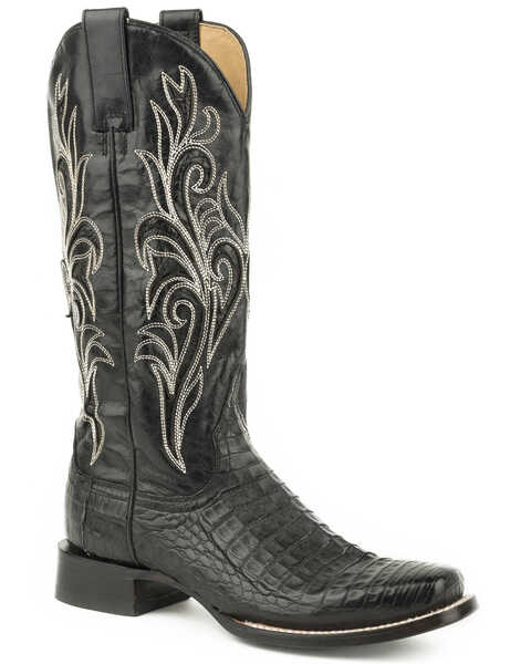 Image #1 - Stetson Women's Clarisa Exotic Caiman Belly Skin Boots - Square Toe , Black, hi-res