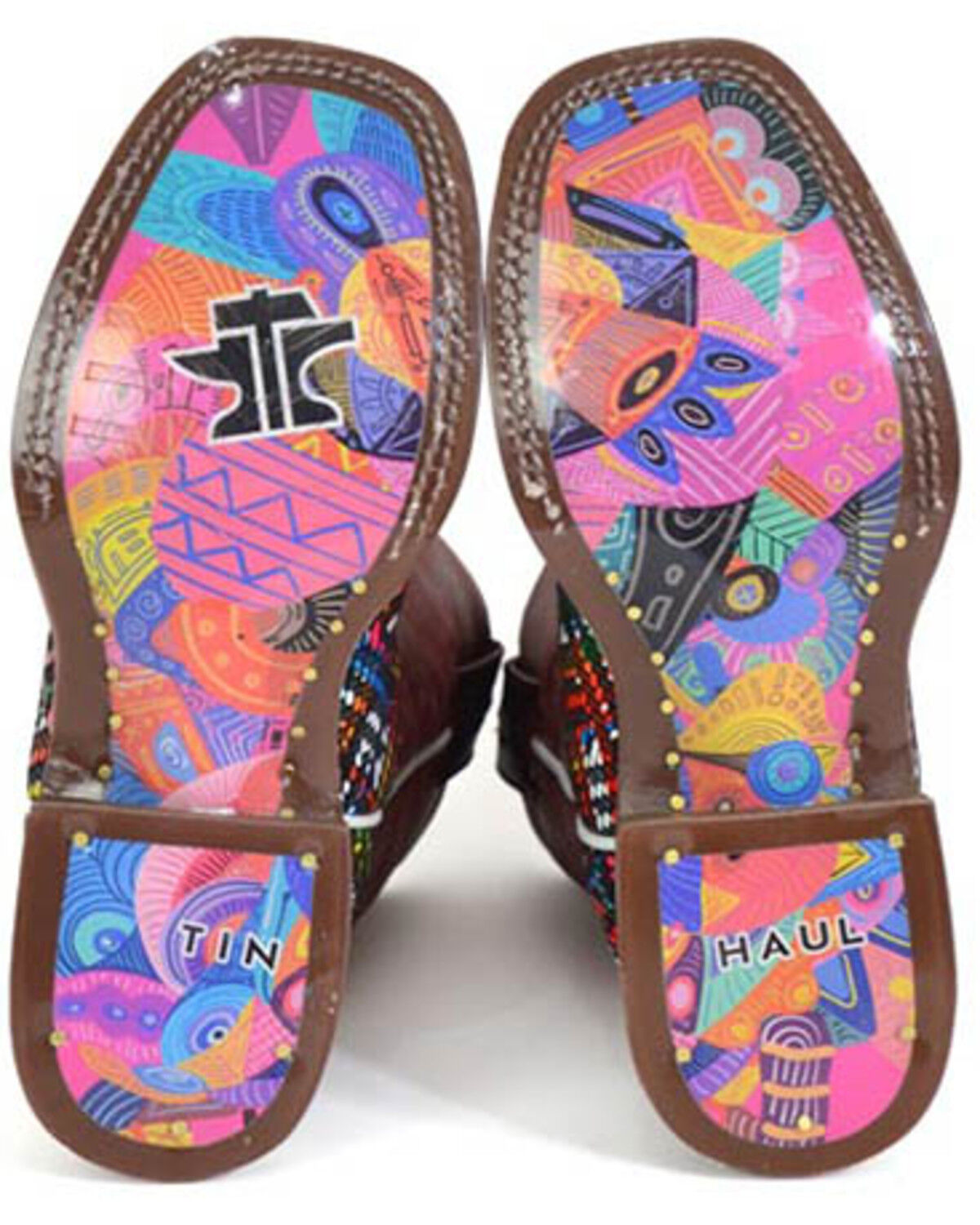 Image #2 - Tin Haul Girls' Prismatic Western Boots - Broad Square Toe, Multi, hi-res