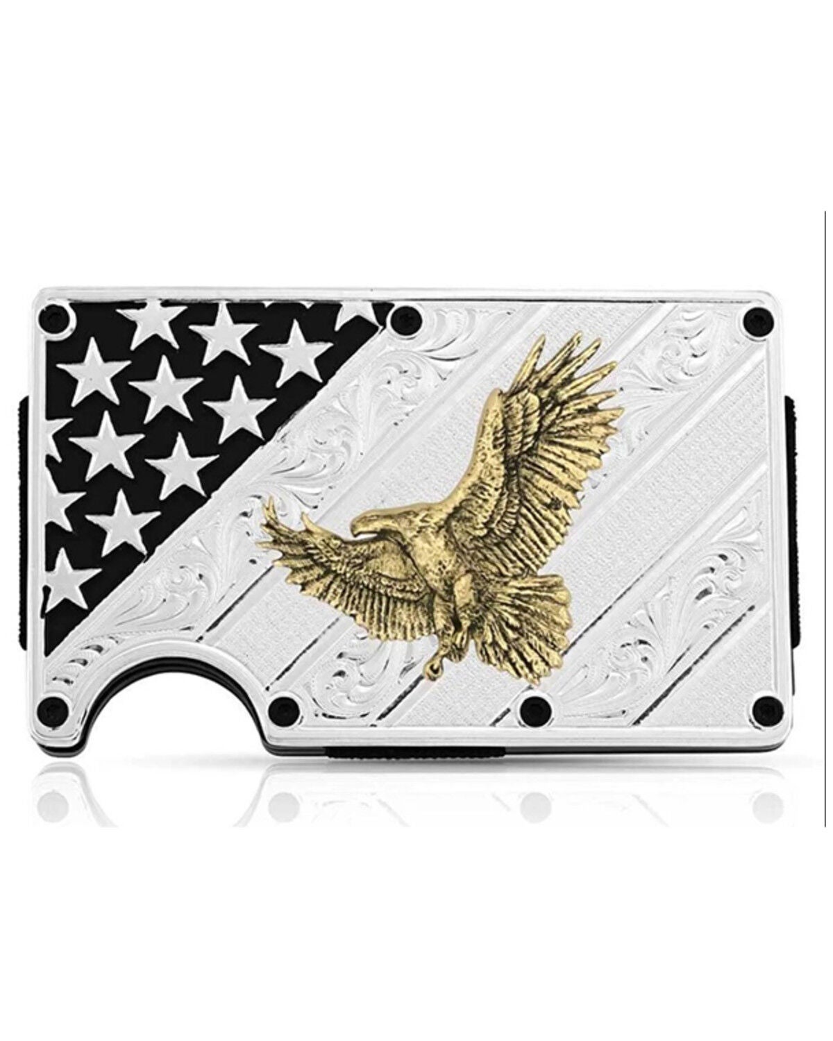 Montana Silversmiths Big Bold Stripes Cash And Card Case, Silver, hi-res