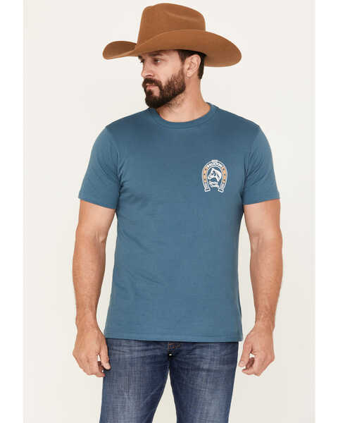 Brixton Men's Horseshoe Graphic Short Sleeve Tailored T-Shirt, Blue, hi-res