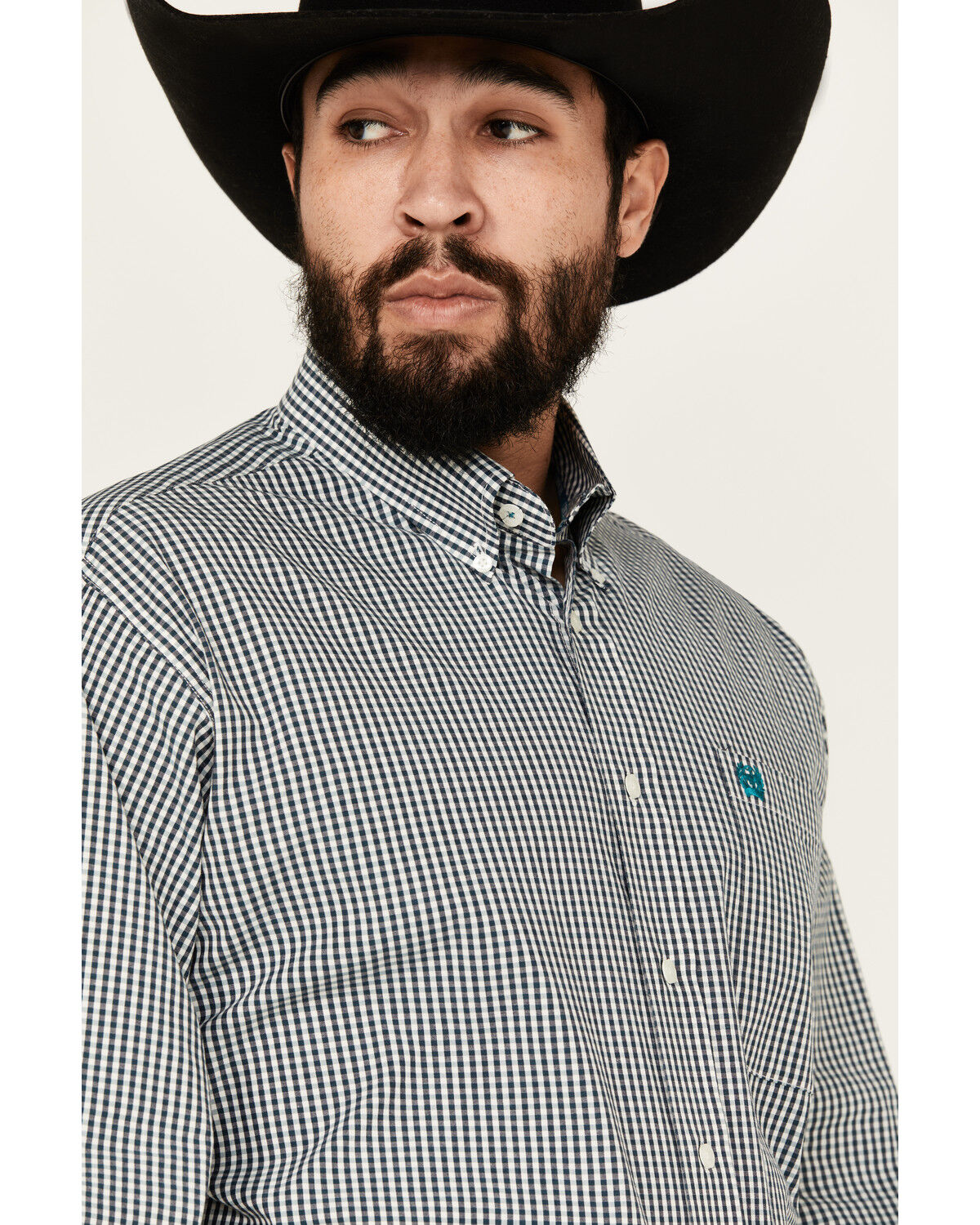 Image #2 - Cinch Men's Checkered Print Long Sleeve Button-Down Stretch Western Shirt, Teal, hi-res