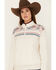 RANK 45 Women's 1/4 Zip Southwestern Print Contrast Pullover , Oatmeal, hi-res
