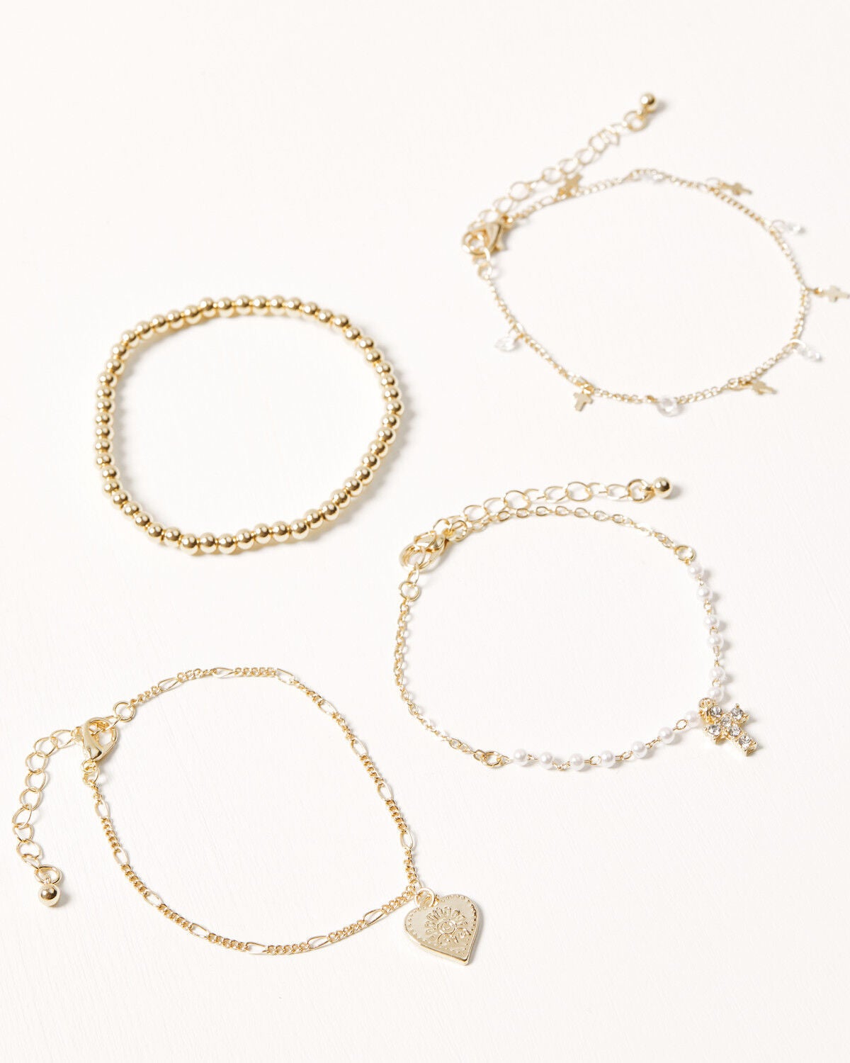 Shyanne Women's Charm Dangle Bracelet Set - 4 Piece, Gold, hi-res