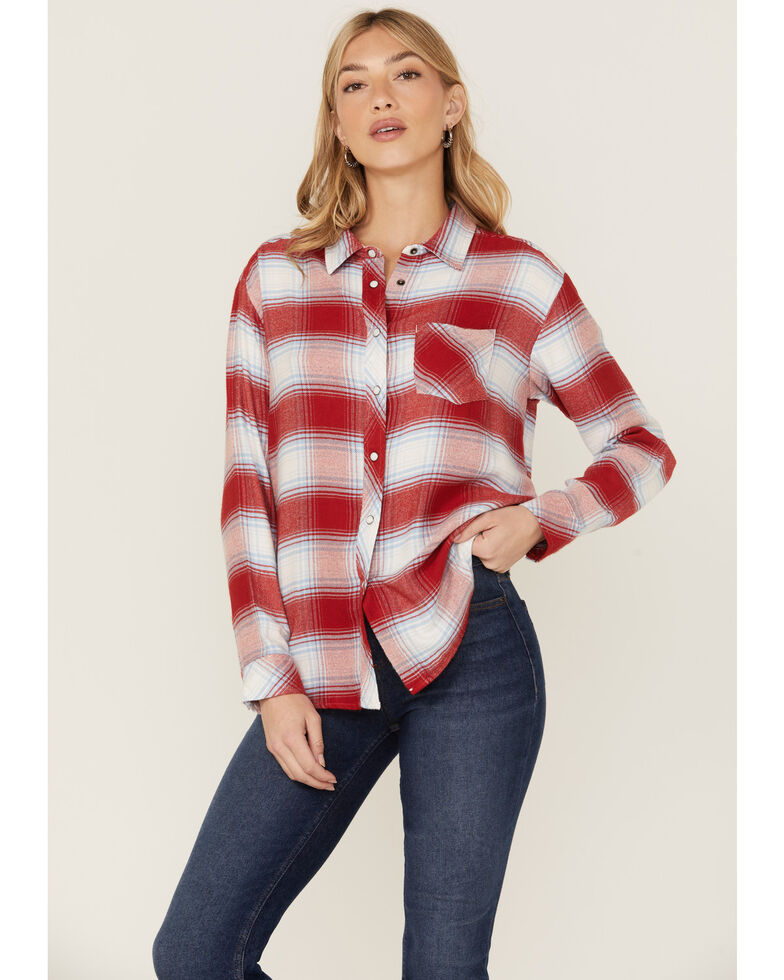 Idyllwind Women's Sycamore Ridge Brick Plaid Relaxed Flannel Shirt, Brick Red, hi-res