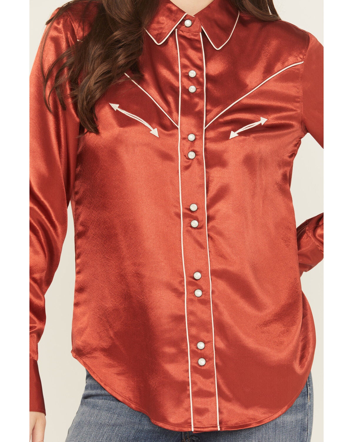 Cruel Girl Women's Satin Long Sleeve Snap Western Shirt - Country