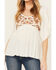 Image #3 - Shyanne Women's Embroidered Bodice Short Sleeve Crinkle Peasant Top , Cream, hi-res