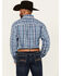 Image #4 - George Strait by Wrangler Men's Plaid Print Long Sleeve Stretch Western Shirt - Big, Navy, hi-res