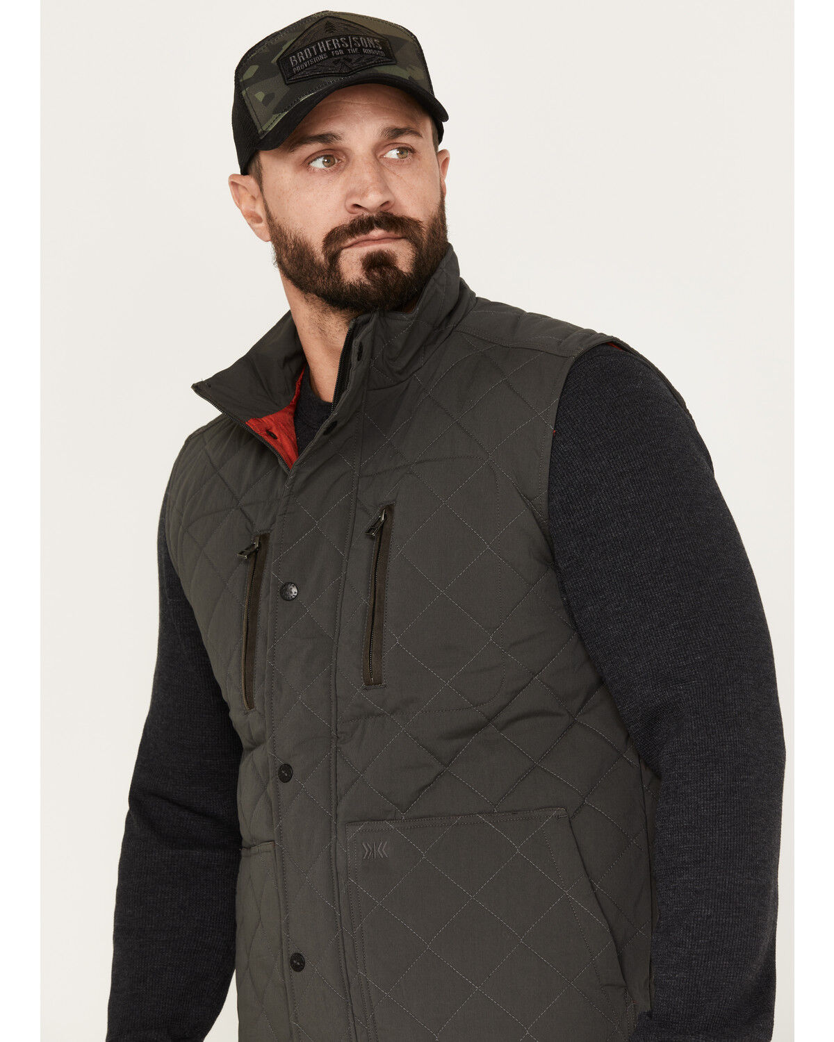 Image #2 - Dakota Grizzly Men's Nicco Stretch Western Vest, Charcoal, hi-res