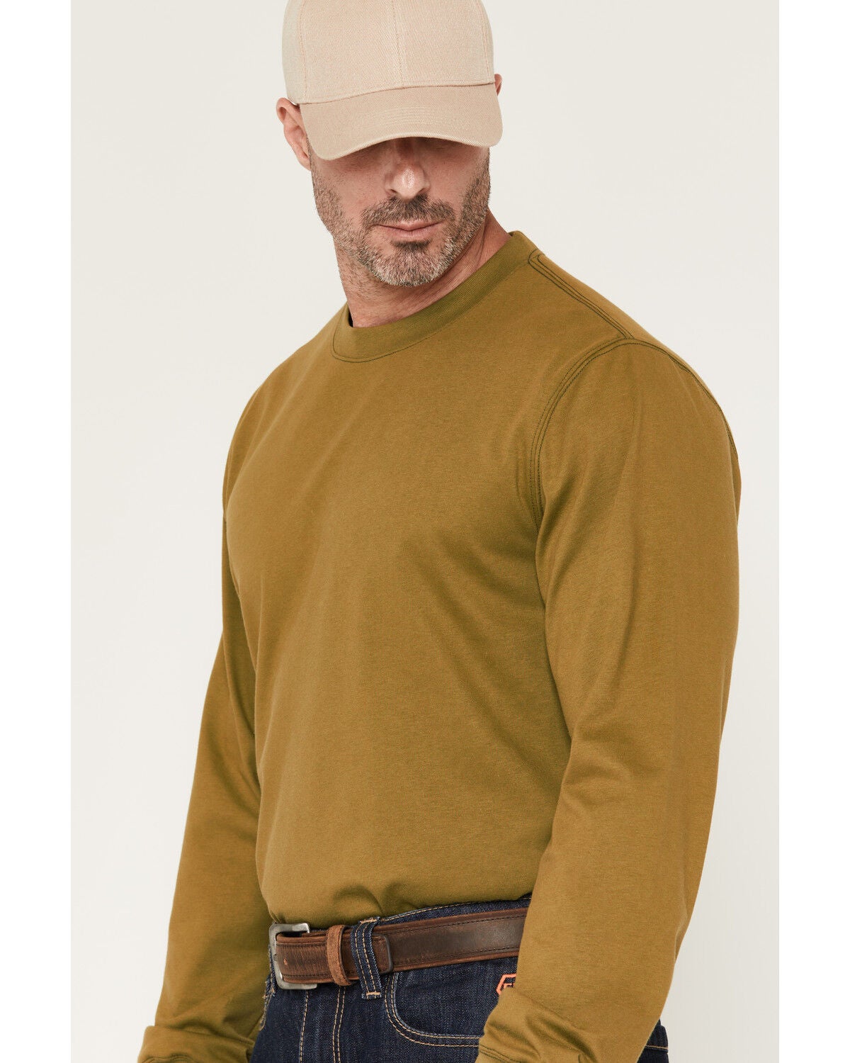Image #3 - Hawx Men's FR Solid Money Long Sleeve Work T-Shirt, Green, hi-res