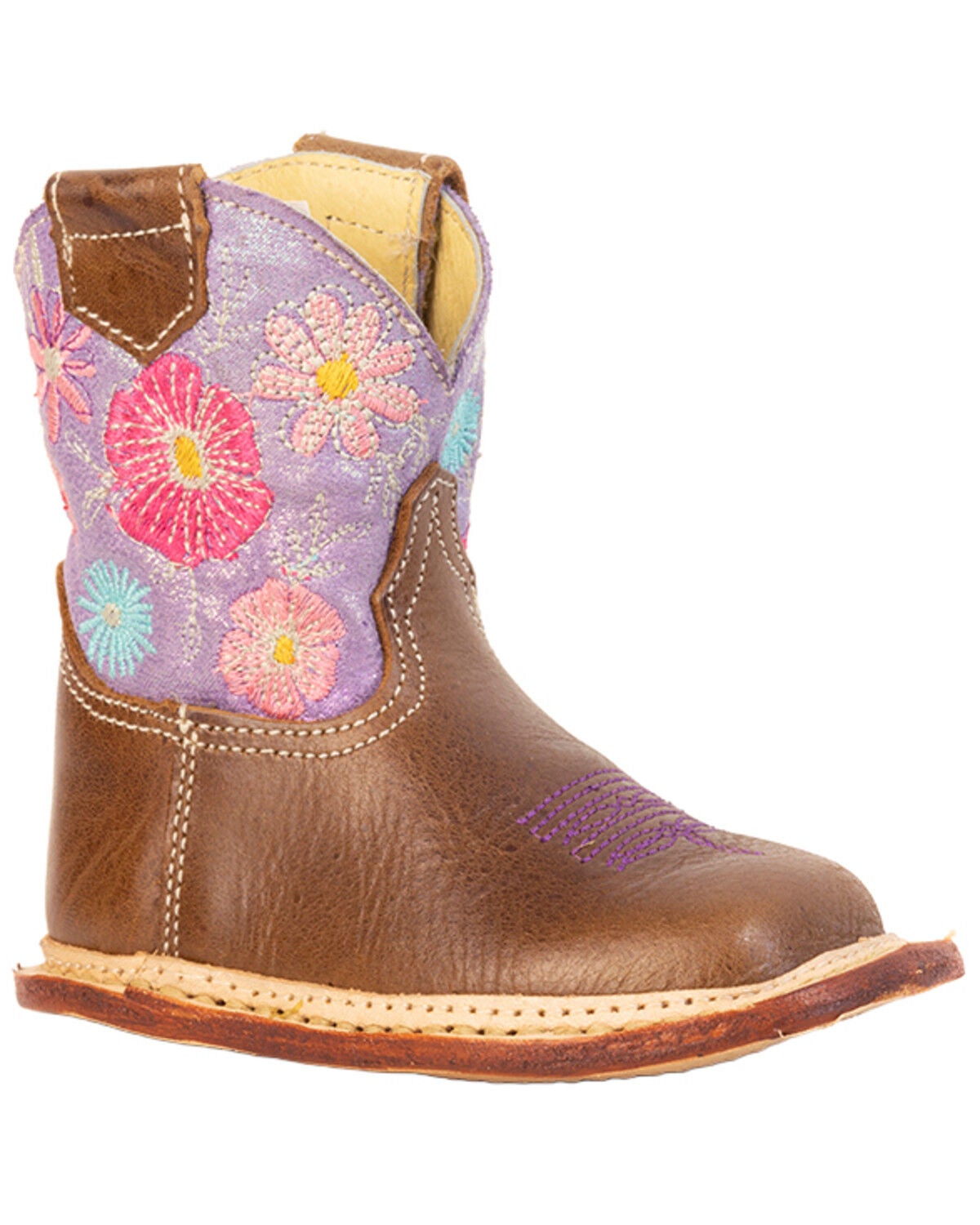 Roper Infant Girls' Flower Girl Western Boots - Broad Square Toe, Brown, hi-res
