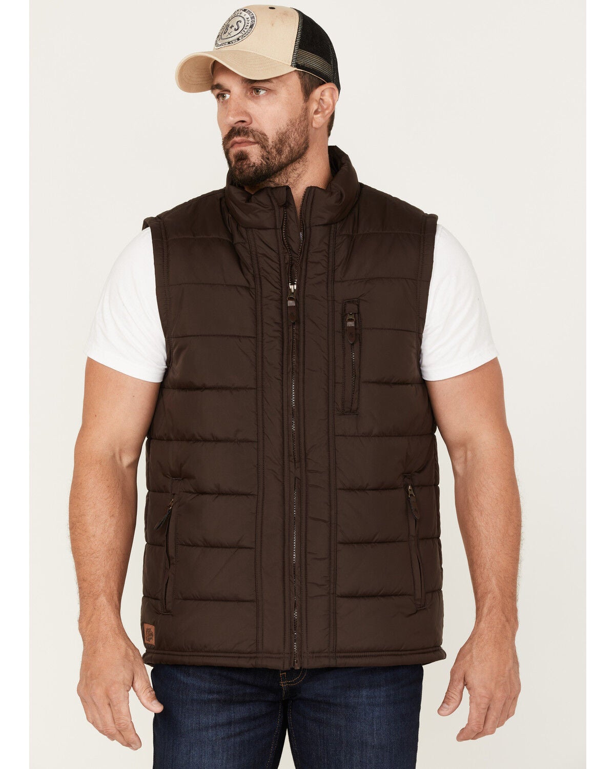Moonshine Spirit&reg; Men's Pine Straw Puffer Vest, Brown, hi-res