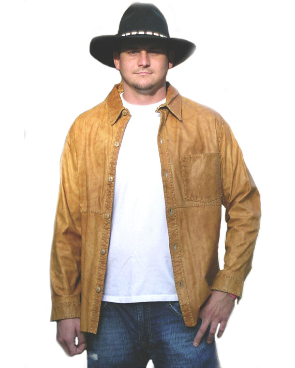 Image #1 - Kobler Leather Men's Alabama Overshirt, Beige, hi-res
