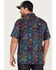 Image #4 - Scully Men's Paisley Floral Print Short Sleeve Button Down Western Shirt , Dark Blue, hi-res