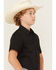 Image #3 - Gibson Trading Co Boys' Solid Short Sleeve Snap Stretch Western Shirt, Black, hi-res