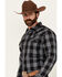 Image #2 - Cody James Men's Irving Plaid Print Long Sleeve Snap Western Shirt - Tall, Navy, hi-res