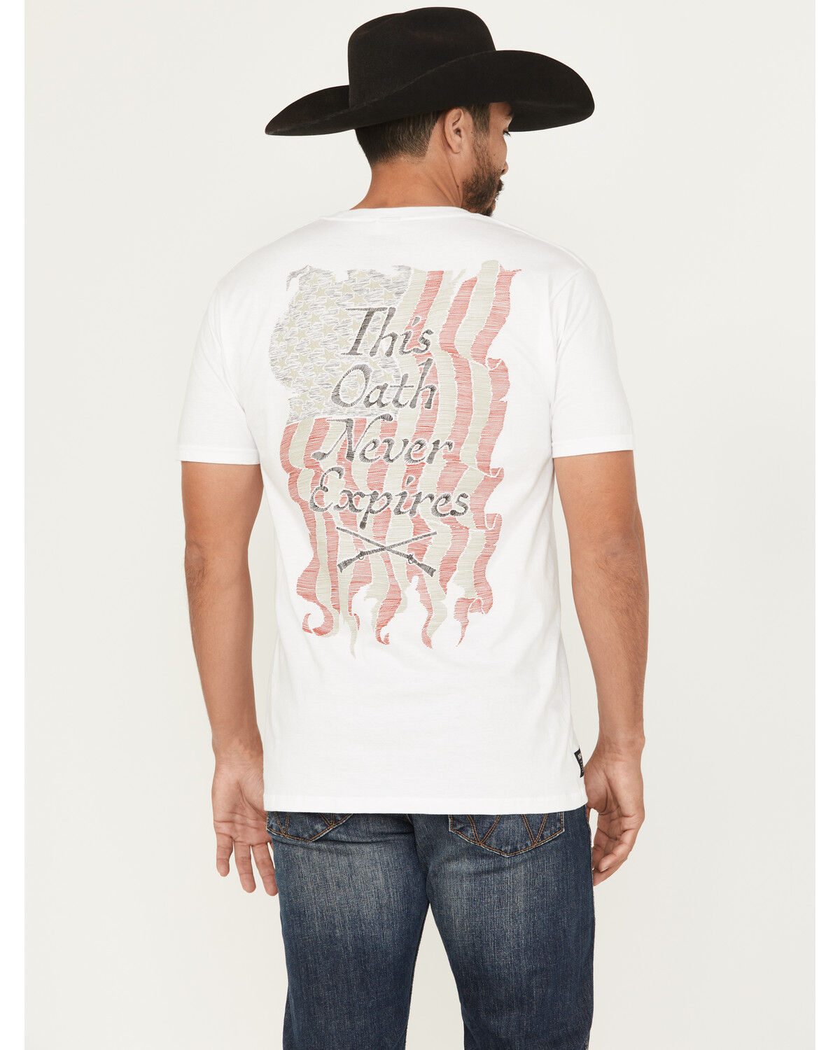 Image #1 - Howitzer Men's Never Americana Short Sleeve Graphic T-Shirt, White, hi-res
