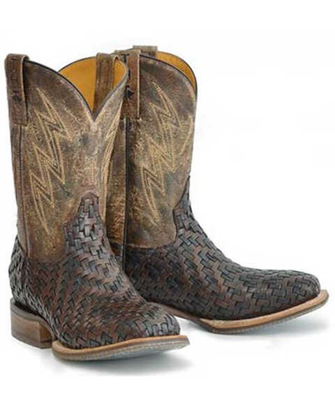 Tin Haul Men's Wickered Bull Rider Sole Braided Western Boots - Broad Square Toe , Multi, hi-res