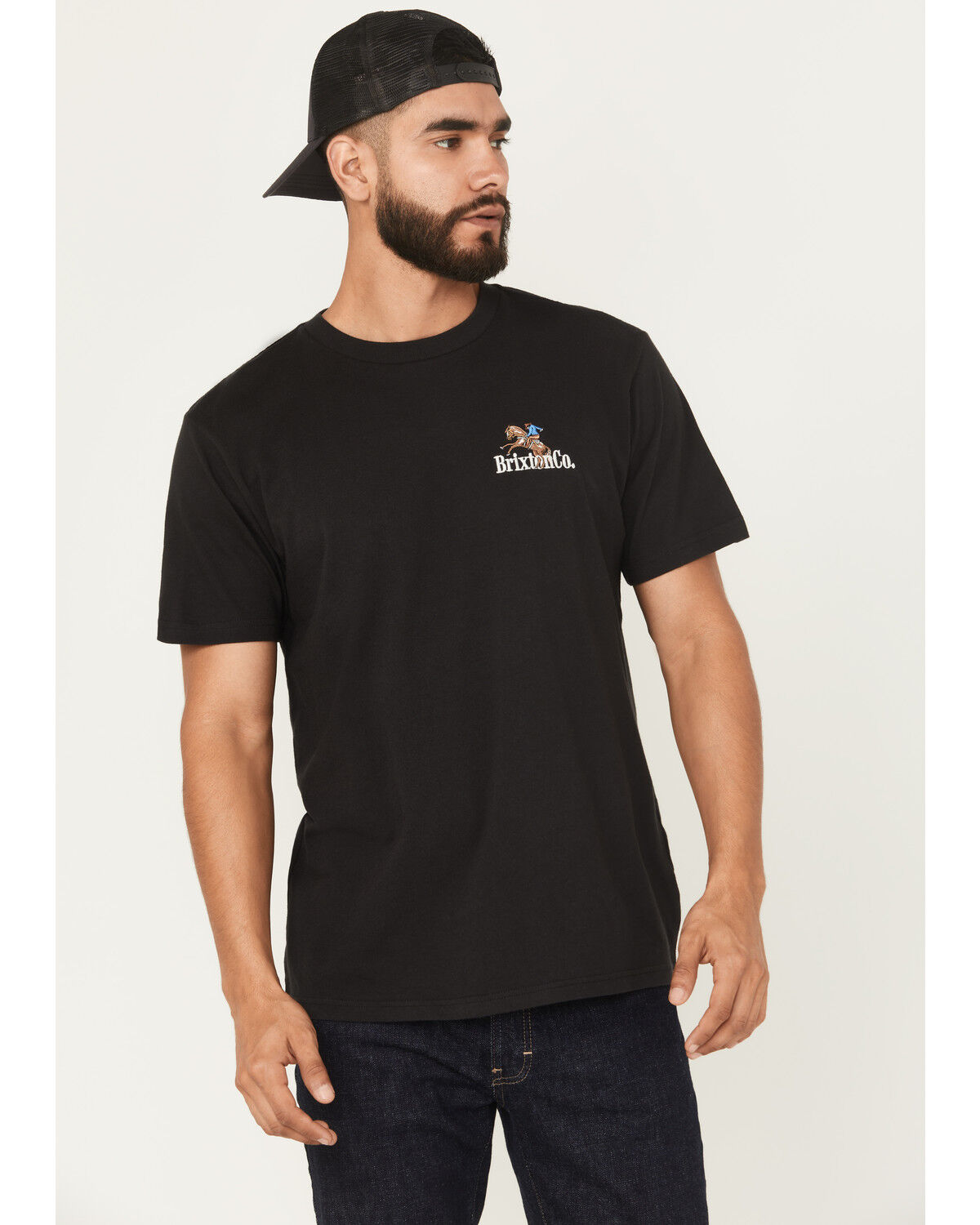 Image #1 - Brixton Men's Inwood Cowboy Embroidered Short Sleeve T-Shirt, Black, hi-res