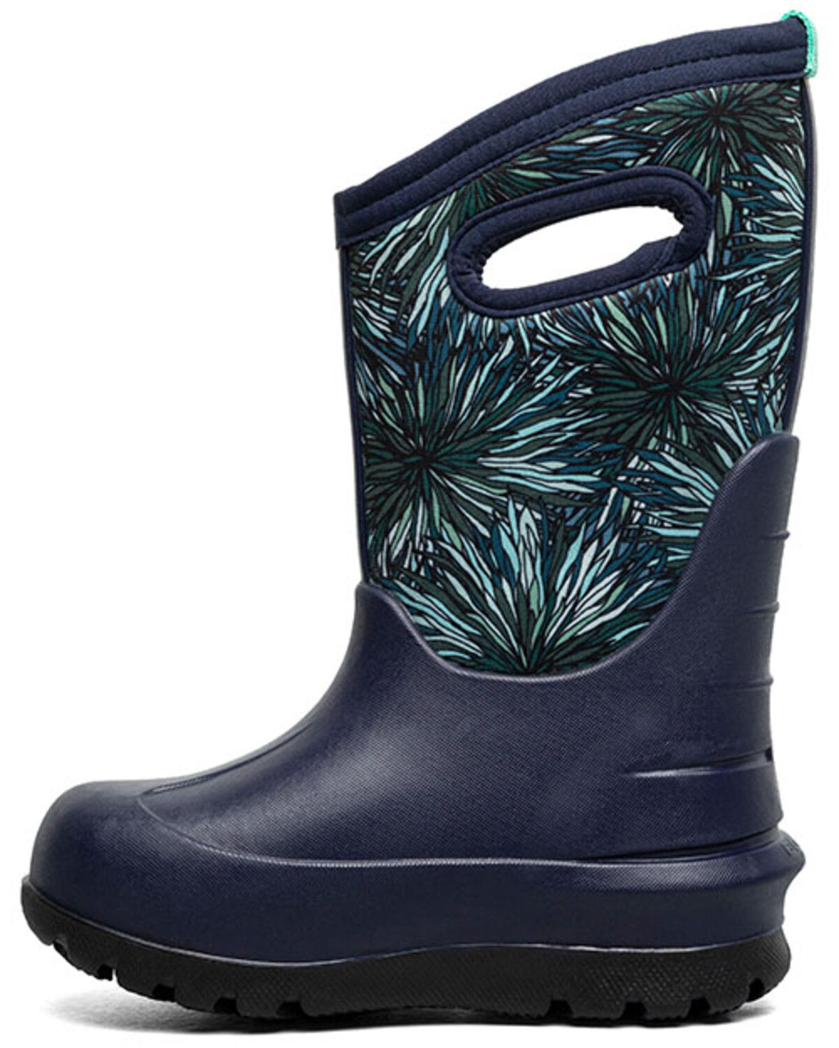Image #3 - Bogs Girls' Neo Classic Firework Floral Print Waterproof Boots - Round Toe, Navy, hi-res
