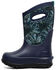 Image #3 - Bogs Girls' Neo Classic Firework Floral Print Waterproof Boots - Round Toe, Navy, hi-res
