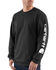 Carhartt Men's Loose Fit Heavyweight Long Sleeve Logo Graphic Work T-Shirt, Black, hi-res
