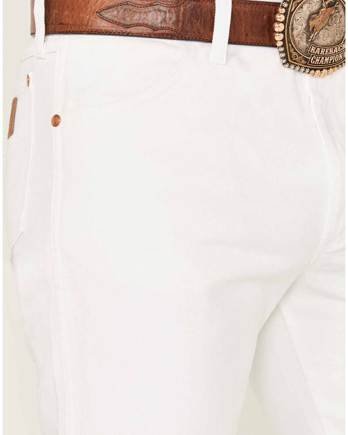 Image #2 - Wrangler Men's 13MWZ Cowboy Cut Original Fit Denim Jeans, White, hi-res