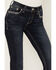 Grace in LA Women's Dark Wash Mid Rise Sequin Embroidered Slim Stretch Bootcut Jeans , , hi-res