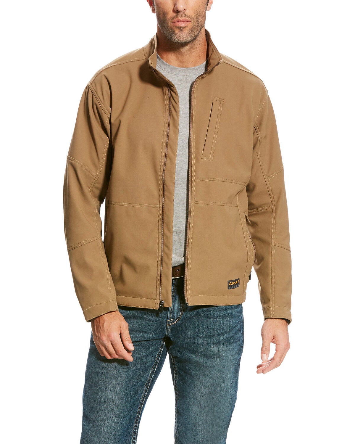 Ariat Men's Rebar Canvas Softshell Field Jacket, Beige/khaki, hi-res