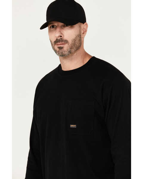 Image #4 - Ariat Men's Black Rebar Workman Back Graphic Long Sleeve Work Pocket T-Shirt , Black, hi-res