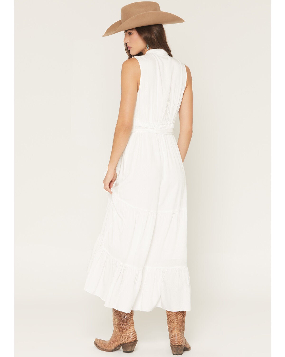 Image #6 - Shyanne Women's Solid Sleeveless Button-Down High-Low Midi Dress, White, hi-res