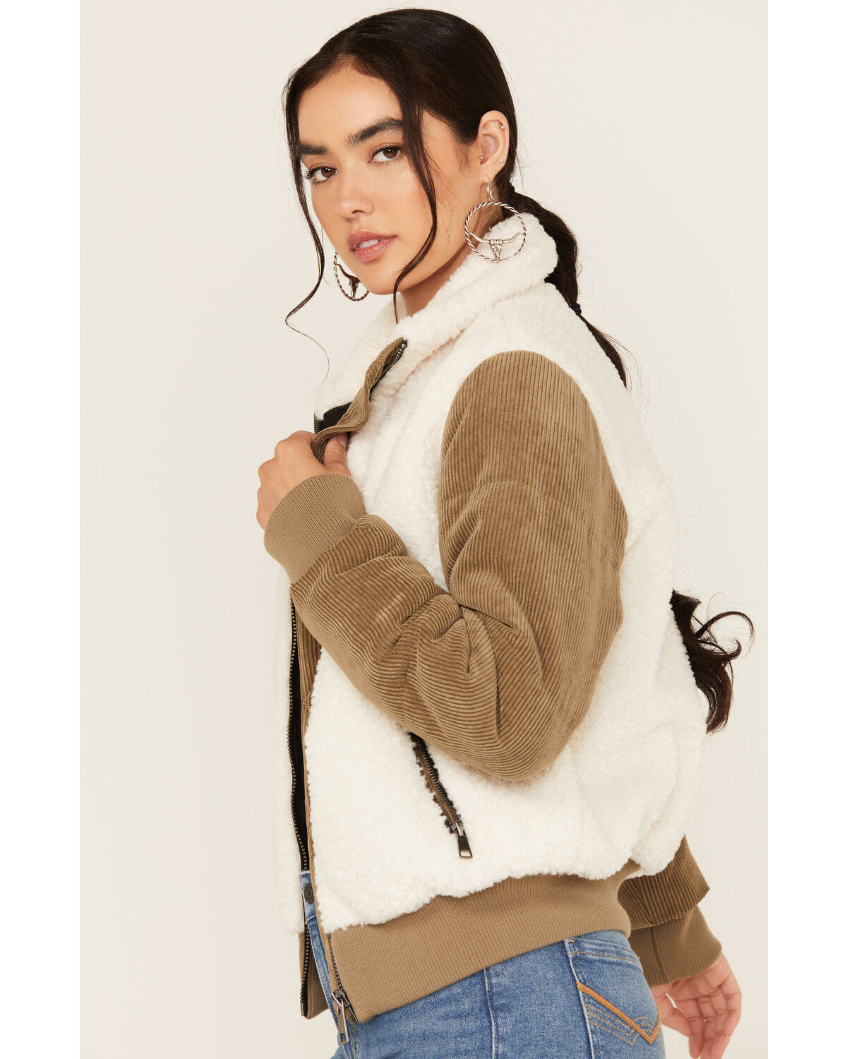 Image #2 - Stoosh Women's Sherpa Jacket, Olive, hi-res