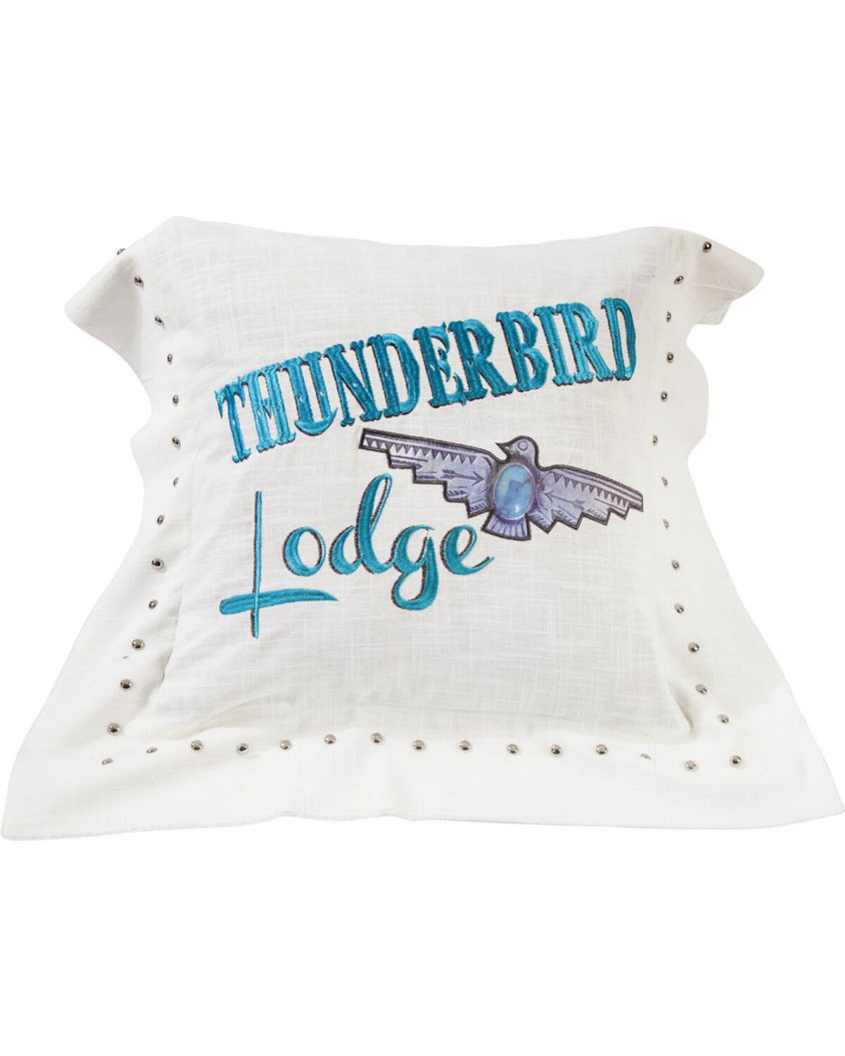 Image #1 - HiEnd Accents Thunderbird Linen Pillow, White, hi-res